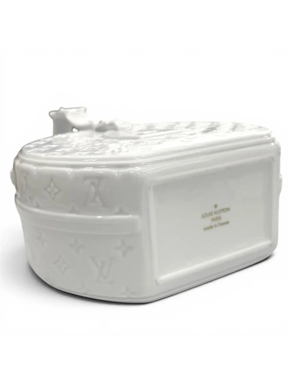 Louis Vuitton Vase Porcelain Monogram Pattern Embossed Bag Motif White
